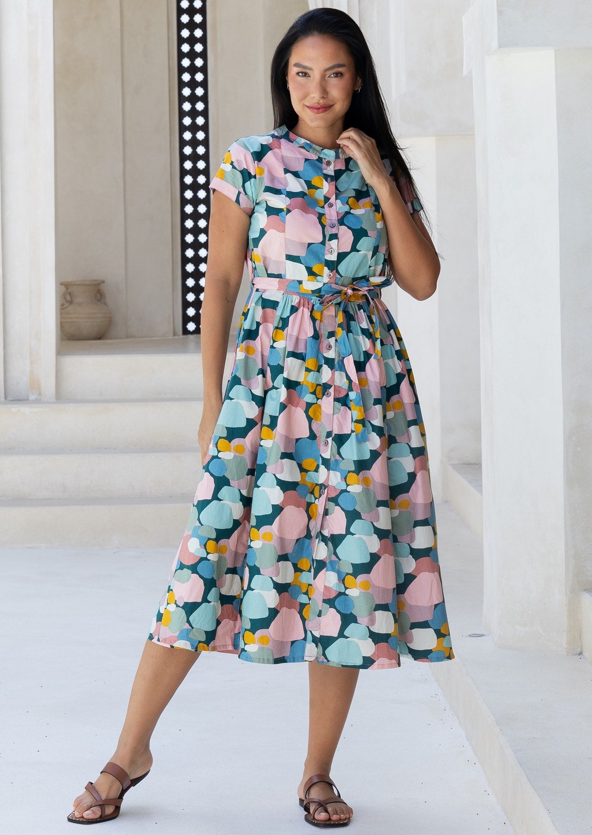 Vivien-Dress-Sweet-Spot-50s-style-cotton-button-through-midi-length-pockets-6